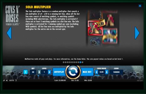 Guns N’ Roses Slot Machine Solo Multiplier Screen - Guns N' Roses by NetEnt Screen