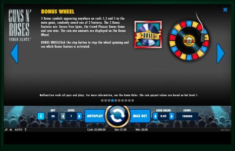 Guns N’ Roses Slot Machine Bonus Wheel Screen