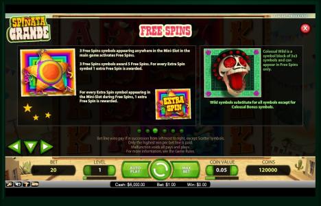 Spinata Grande Slot Machine Free Spins Bonus Screen