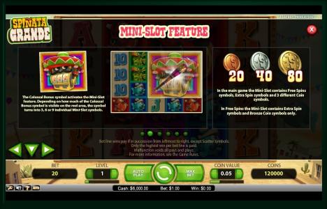 Spinata Grande Slot Machine Mini-Slot Feature Screen Spinata Grande by NetEnt Screen