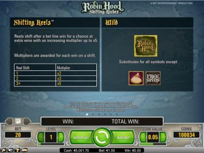Robin Hood Shifting Riches Slot Machine Wild Symbol Screen