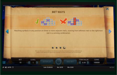 Pyramid: Quest for Immortality Slot Machine Paylines Screen