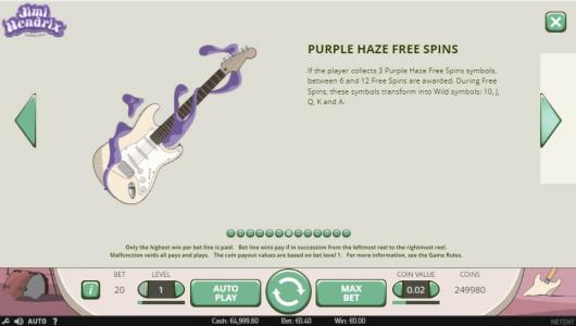 Jimi Hendrix Slot Machine Free Spins Bonus Screen
