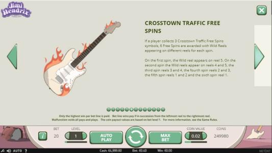 Jimi Hendrix Slot Machine Free Spins Bonus Screen