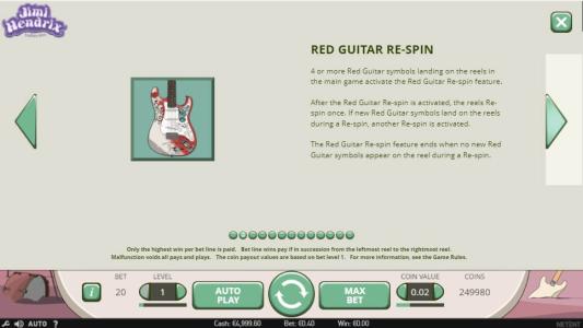 Jimi Hendrix Slot Machine Free Spins Bonus Screen