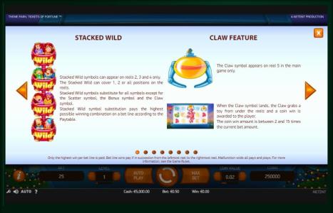 Theme Park: Tickets of Fortune Slot Machine Stacked Wilds and Claw Feature Screen
