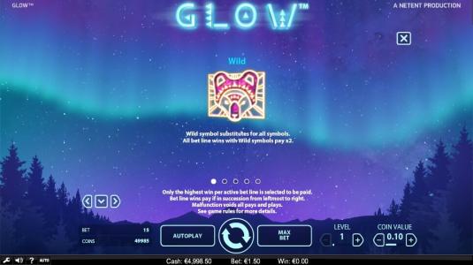 GLOW Slot Machine Wild Symbol Screen