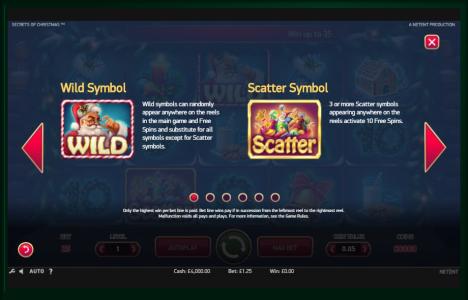 Secrets of Christmas Slot Machine Scatter Awards and Wild Symbol Screen