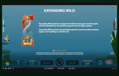 Scruffy Duck Slot Machine Expanding Wild Screen