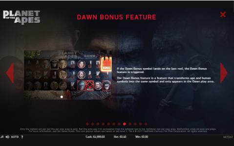 Planet of the Apes Slot Machine Dawn Bonus Feature Screen