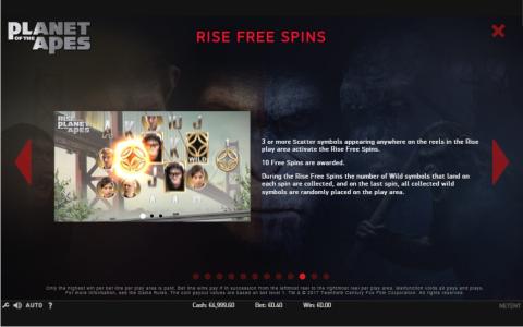 Planet of the Apes Slot Machine Free Spins Bonus Screen