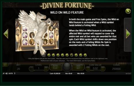 Divine Fortune Slot Machine Wild Symbol Screen
