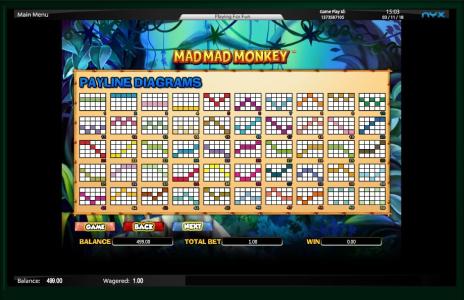 Mad Mad Monkey Slot Machine Paylines Screen