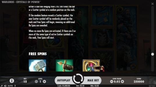 Warlords: Crystals of Power Slot Machine Scatter Awards Screen