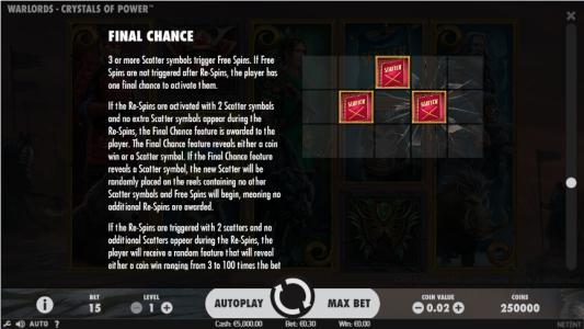 Warlords: Crystals of Power Slot Machine Scatter Awards Screen
