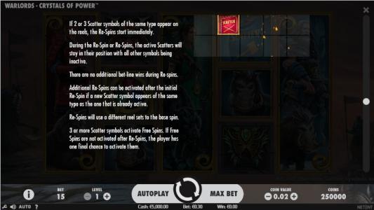 Warlords: Crystals of Power Slot Machine Scatter Awards Screen