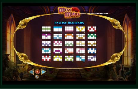 Miss Midas Slot Machine Paylines Screen
