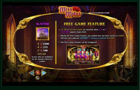 Miss Midas Slot Machine Free Spins Bonus Screen