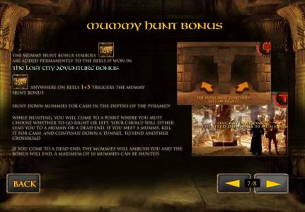 The Mummy Slot Machine Bonus Round Screen
