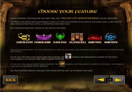 The Mummy Slot Machine Scatter Awards and Wild Symbol Screen