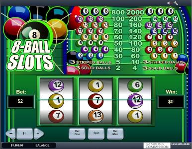 8 Ball Slot Machine Paytable Screen