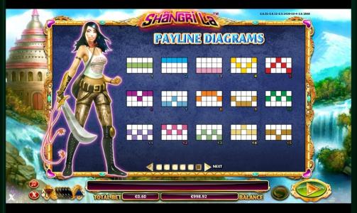 Shangri La Slot Machine Paylines Screen