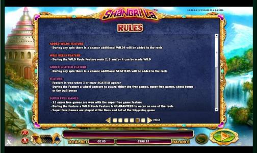 Shangri La Slot Machine Game Rules Screen