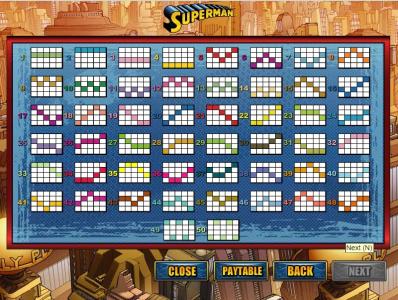 Superman Slot Machine Paylines Screen