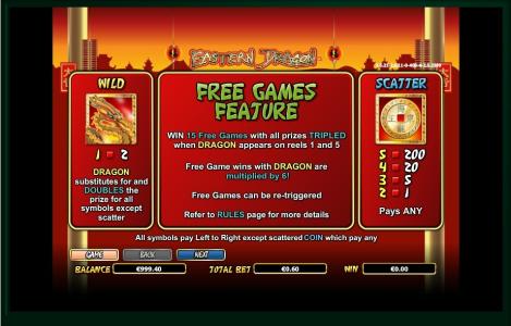 Eastern Dragon Slot Machine Free Spins Bonus Screen