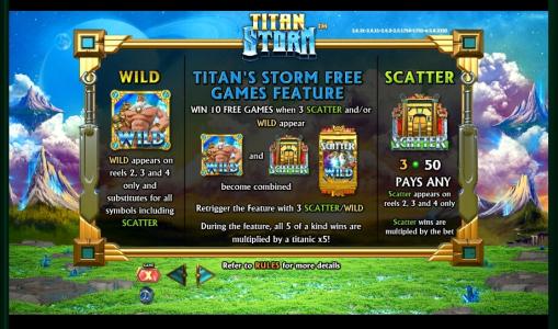 Titan Storm Slot Machine Scatter Awards and Wild Symbol Screen