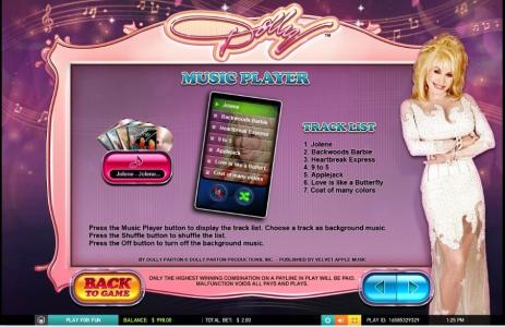 Dolly Parton Slot Machine Dolly's Albums List Screen