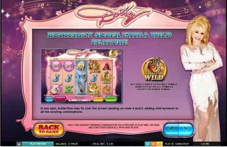 Dolly Parton Slot Machine Wild Symbol Screen