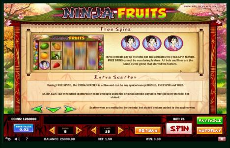 Ninja Fruits Slot Machine Free Spins Bonus Screen