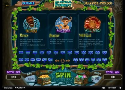 The Magical Forest Slot Machine Scatter Awards and Wild Symbol Screen