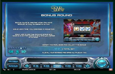 Cloud Quest Slot Machine Bonus Round Screen