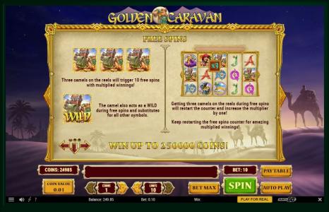Golden Caravan Slot Machine Free Spins Bonus Screen