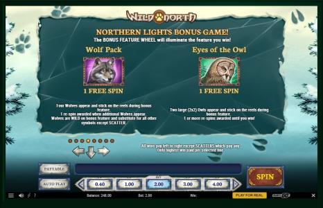Wild North Slot Machine Free Spins Bonus Screen