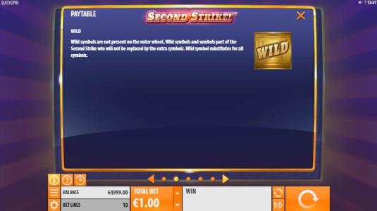 Second Strike Slot Machine Wild Symbol Screen