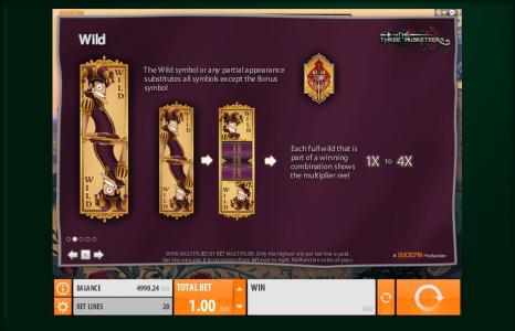 The Three Musketeers Slot Machine Wild Symbol Screen