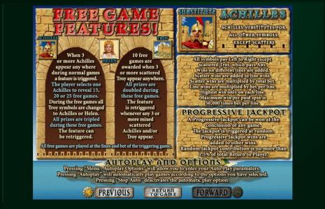 Achilles Slot Machine Free Spins Bonus Screen
