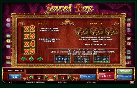 Jewel Box Slot Machine Wild Bonus Screen