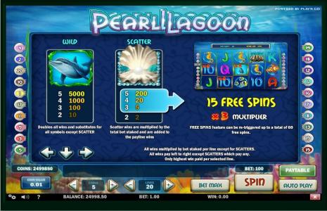 Pearl Lagoon Slot Machine Scatter Awards and Wild Symbol Screen