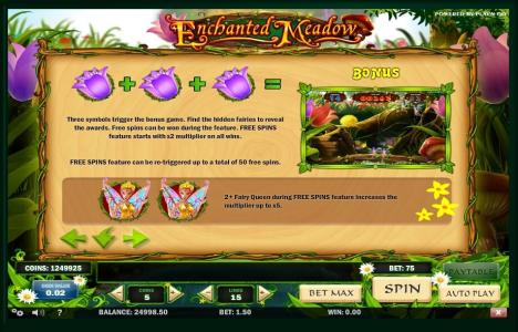 Enchanted Meadow Slot Machine Free Spins Bonus Screen