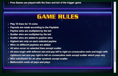 Lightning Gems Slot Machine Game Rules Screen