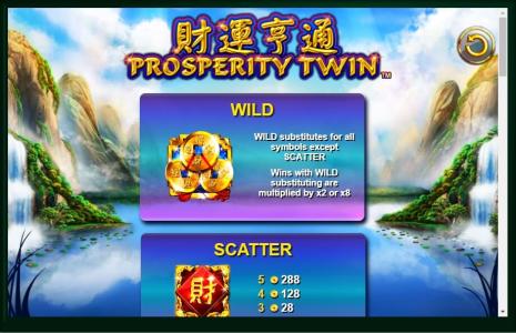 Prosperity Twin Slot Machine Scatter Awards and Wild Symbol Screen