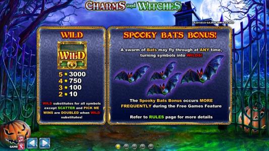 Charms and Witches Slot Machine Wild Symbol Screen