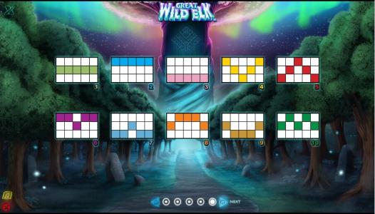 Great Wild Elk Slot Machine Paylines Screen