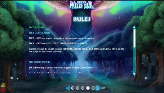 Great Wild Elk Slot Machine Game Rules Screen