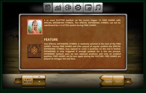 Mongol Treasures Slot Machine Scatter Awards and Wild Symbol Screen