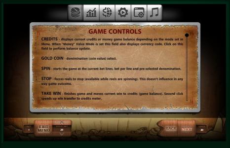 Stone Age Slot Machine Game Controls Screen